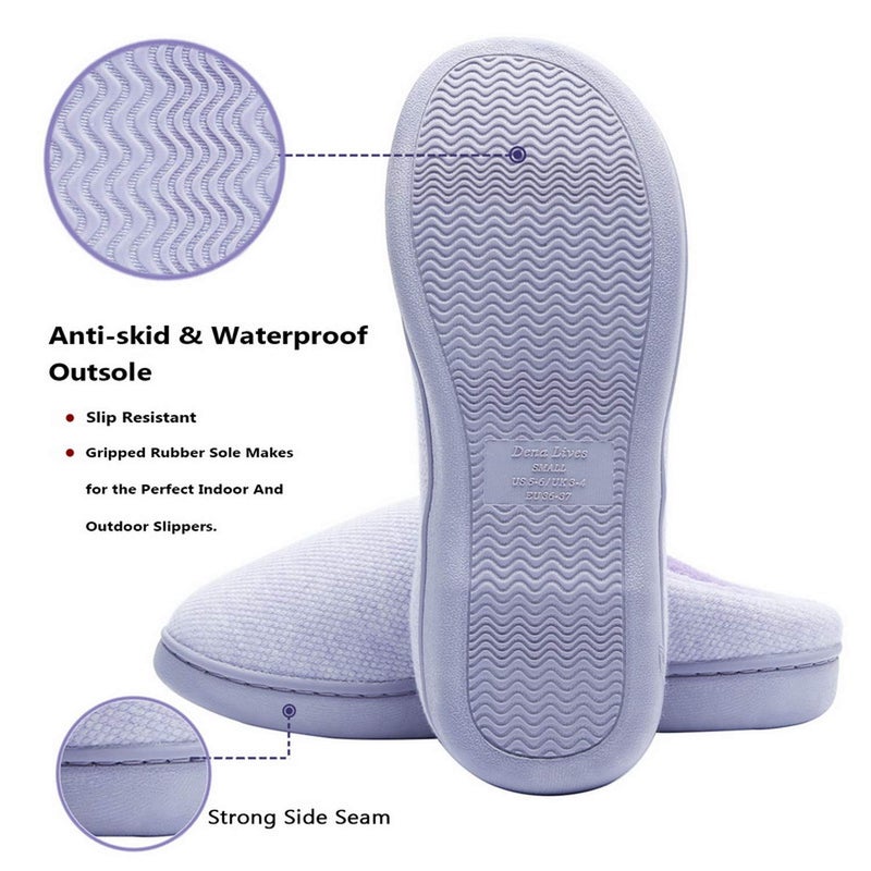 DL Womens Memory Foam Slippers, Cozy Slip on House Slippers For Women Indoor Outdoor, Comfy Women's Bedroom Slippers Warm Soft Flannel Lining Home Slippers Size 7-8 Purple - Image 4